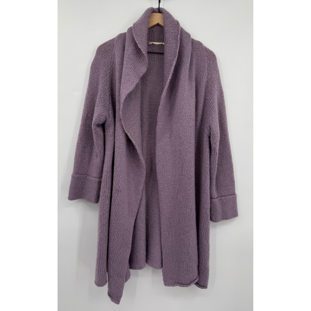 Soft Surroundings Sweater Large Petite Purple Wool Mohair Shawl Collar Knit